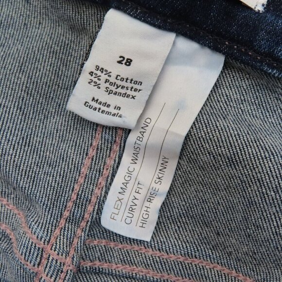 Lane Bryant Plus Size 28 Curvy Fit High Rise Skinny Distressed Dark Denim Jeans - Picture 10 of 13